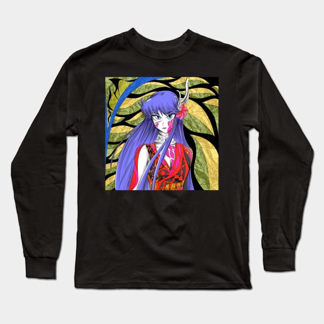 knights of the zodiac, saori kido the athena goddess Long Sleeve T-Shirt by jorge_lebeau